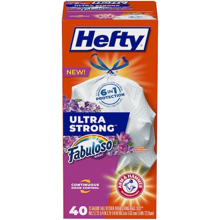 Hefty Hefty Ultra Strong 13 gal Fabuloso Scent Tall Kitchen Bags Drawstring 40 pk 0.9 mil 00E88384